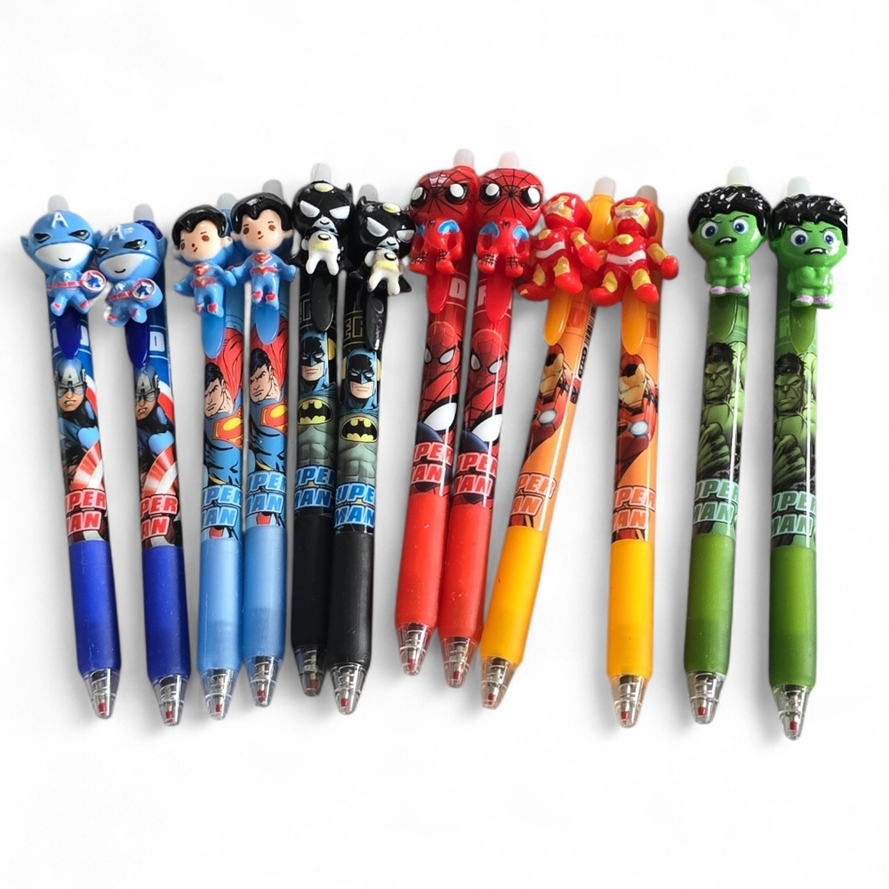 Superhero Kids Pens - Assorted Colors (Set Of 12) NEW!